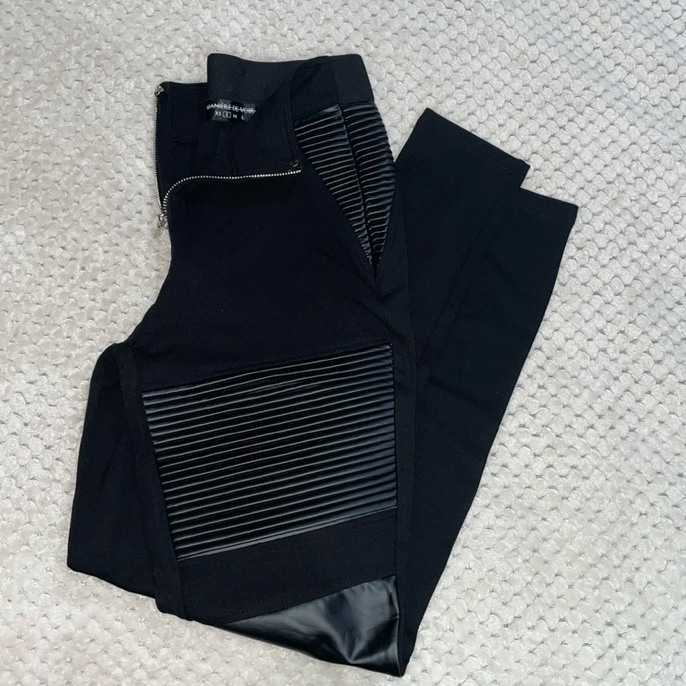 Black leather biker leggings